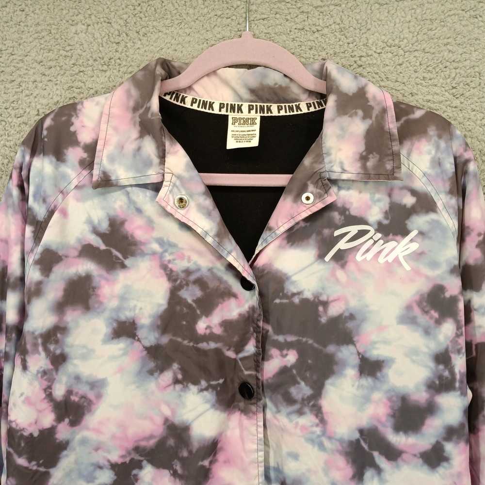 PINK Victoria's Secret XS Multicolor Tie Dye Jacket Lightweight Windbreaker‎ - Picture 6 of 13